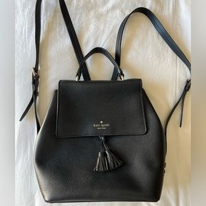 Kate Spade medium black leather backpack